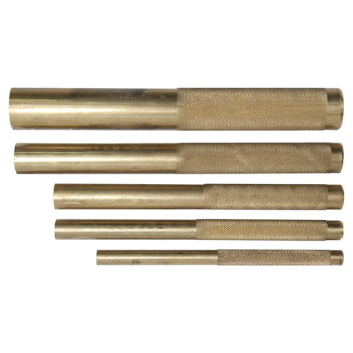 T&E Tools 5PC  Brass Punch set  6/10/12/16/19mm 145mmL - FISHER DISCOUNT