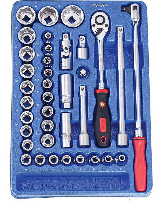 Genius Tools 37 Piece 1/2" Dr. Metric Hand Socket Set Made in Taiwan