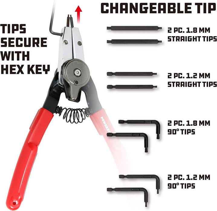 Quick Switch Internal/External Snap Ring Pliers - Simply Flick to Change