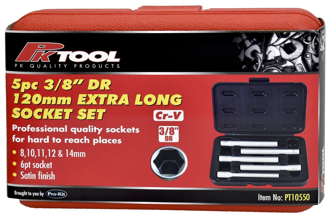 Force pro  5pc 3/8"dr 120mmL 6PT Sockets Metric Extra Long  Set