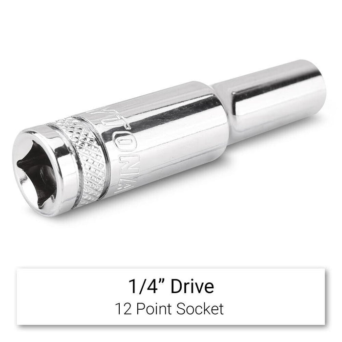 Force pro 1/4"Dr 6PT DEEP Metric Durable Chrome Socket Set on Rail  4-14mm