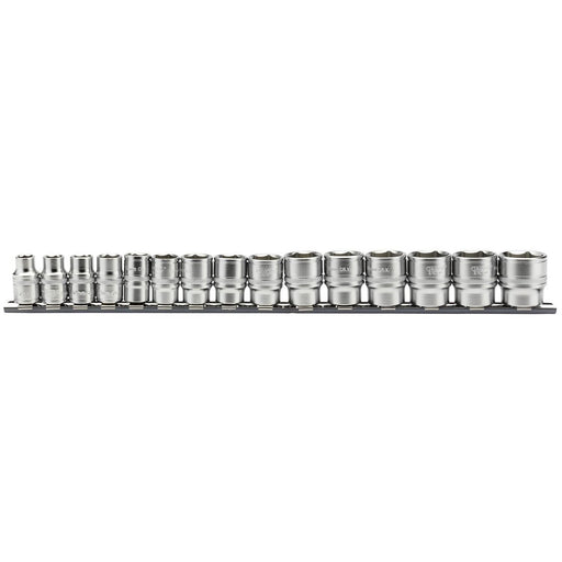 Force pro 15PC 6PT Socket Rail Set 1/4″&3/8 Square Drive Metric 4-14MM - FISHER DISCOUNT
