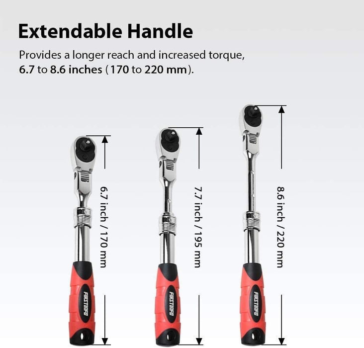 Retractable 1/4" 3/8" 1/2" Extending Ratchet Wrench 72T Handle Wrench Tools OZ