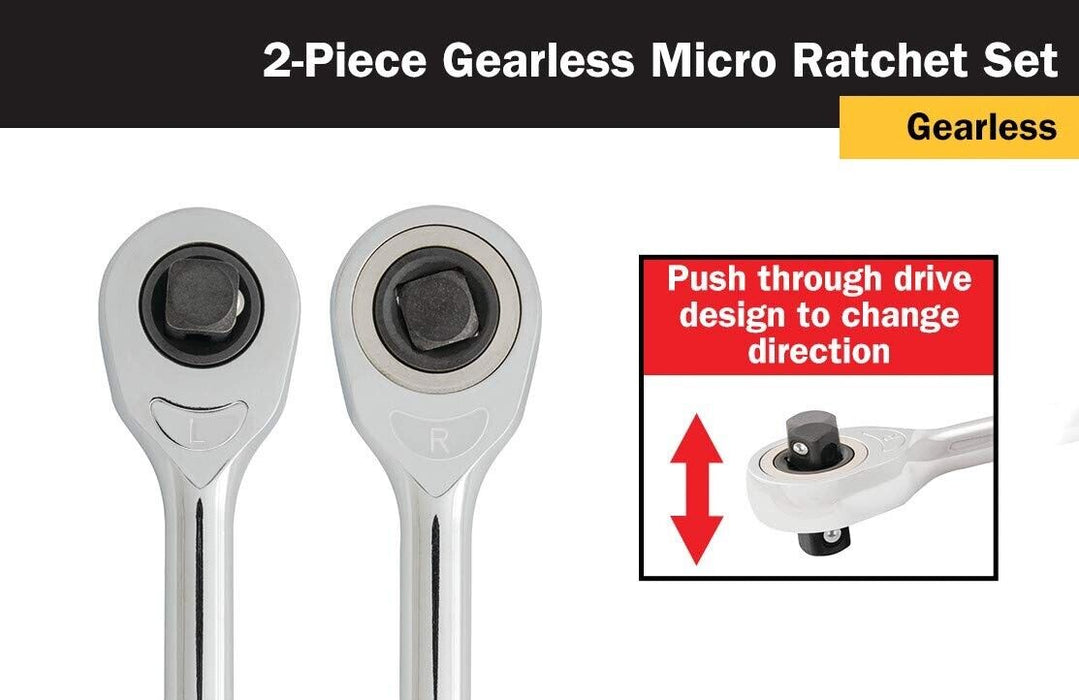 Force pro  3/8 /1/4Dr 77-115mmL Gearless Stubby Ratchet - Smooth Turning Cr-V
