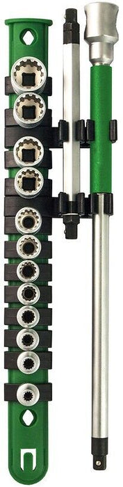 PRO 1/2&3/8" Dr Short Tooth Sockets Set with 3-Way T-Handle Wrench Set 4-19mm