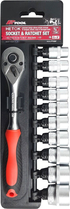 Force pro 13pc 1/2 3/8 1/4”DR 250mm Metric HETOK SOCKET & RATCHET SET 4-22mm