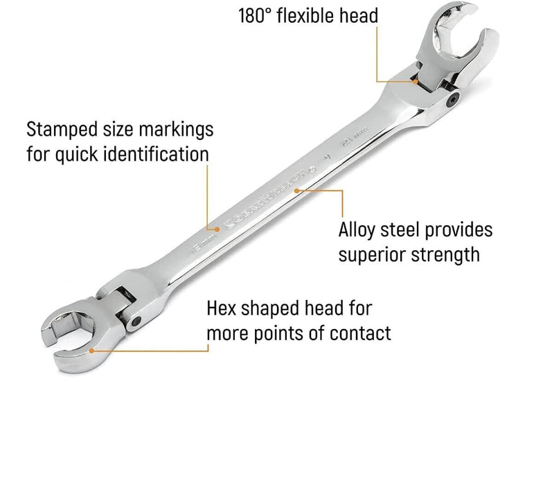 Force pro 6PC Flexible Head Flare Nut Spanner Set for Brake & Hydraulic Pipe Nut
