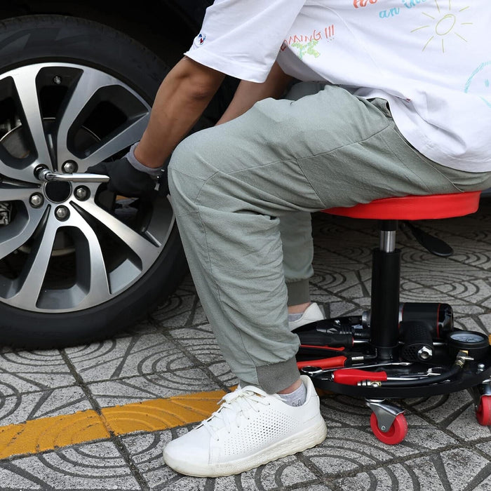 PK TOOLS WORK SHOP GARAGE STOOL ROLLING MECHANICS PNEUMATIC CREEPER SEAT