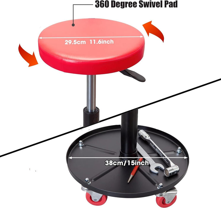 PK TOOLS WORK SHOP GARAGE STOOL ROLLING MECHANICS PNEUMATIC CREEPER SEAT
