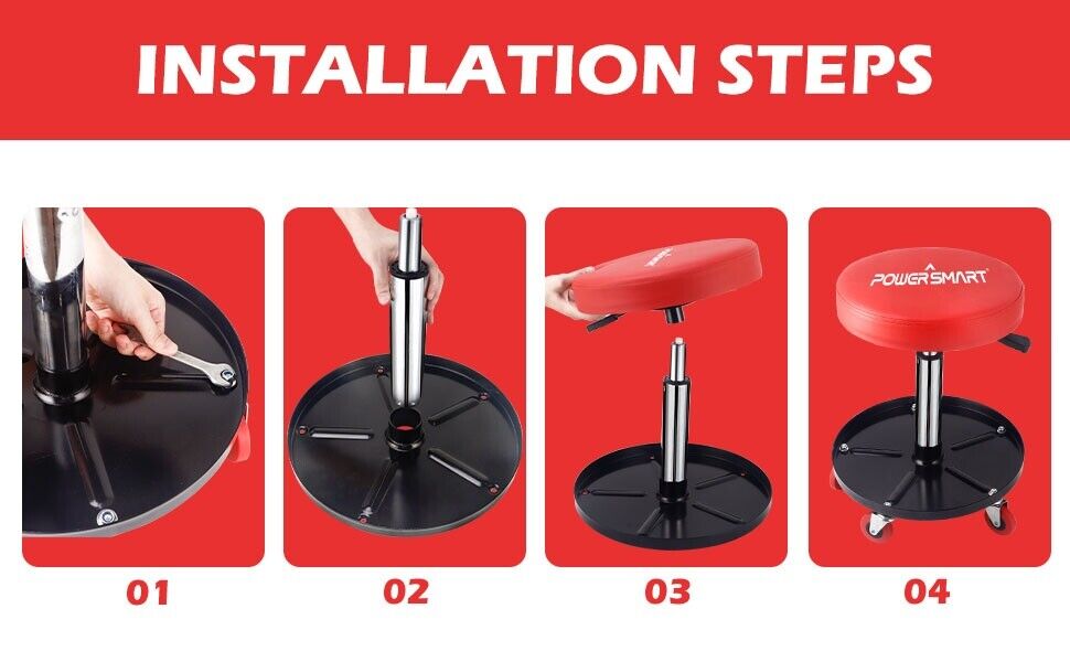 PK TOOLS WORK SHOP GARAGE STOOL ROLLING MECHANICS PNEUMATIC CREEPER SEAT