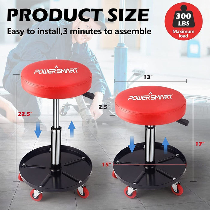 PK TOOLS WORK SHOP GARAGE STOOL ROLLING MECHANICS PNEUMATIC CREEPER SEAT