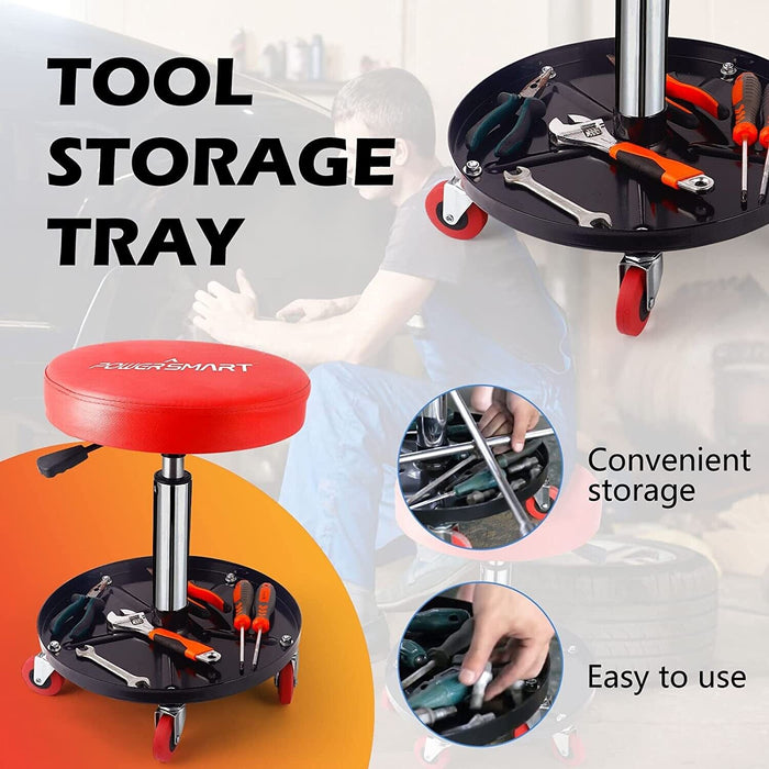 PK TOOLS WORK SHOP GARAGE STOOL ROLLING MECHANICS PNEUMATIC CREEPER SEAT