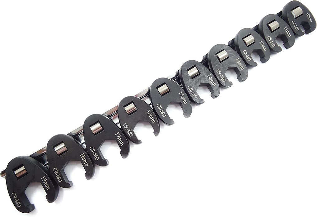 Force pro 11pcs Flare Nut Crowfoot Crows foot Spanner Wrench Set Cr-Mo 3/8-1”