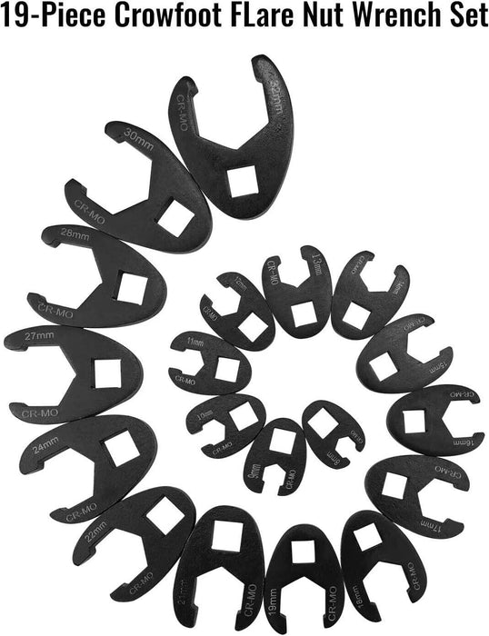 Force pro 19pc Flare Nut Crowfoot Spanner Wrench Set Cr-Mo8-32mm Made in Taiwan