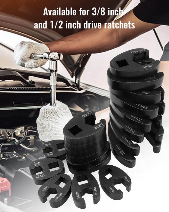 Force pro 19pc Flare Nut Crowfoot Spanner Wrench Set Cr-Mo8-32mm Made in Taiwan