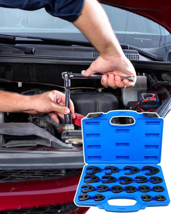 Force pro 19pc Flare Nut Crowfoot Spanner Wrench Set Cr-Mo8-32mm Made in Taiwan