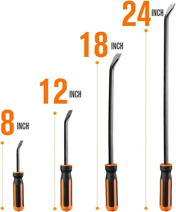 T&E Tools 4PC Pry Bar Set Comfort-Grip Tang thru 200/300/460/600mm Made Taiwan