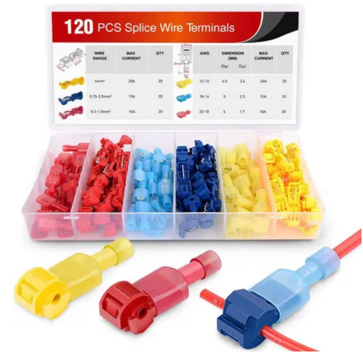 120PCS Quick Splice Scotch Lock T Tap Wire Cable Crimp Terminals Connectors Kit