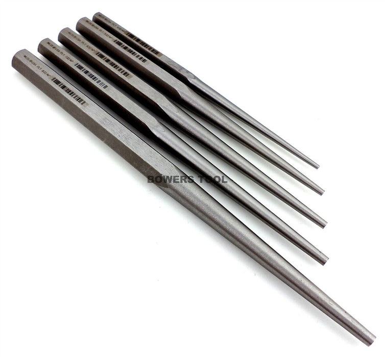 T&E Tools 5PC Heavy-Duty Long Taper Punch Set Made in Taiwan 3/16-3/8 250mmL