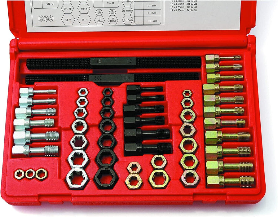 T&E Tools 53PC UNF, UNC & Metric Re-threader Kit Made in Taiwan