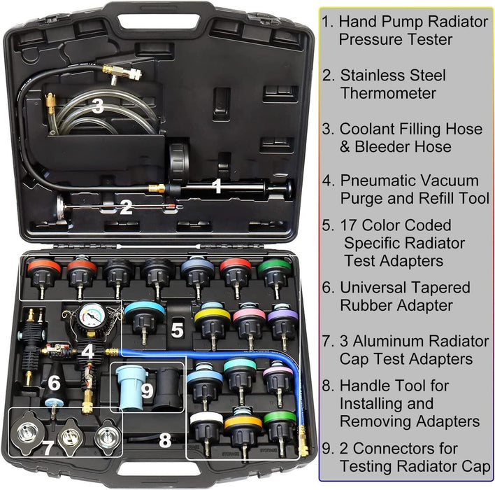 T&E Tools Master Radiator Pressure & Vacuum Purge & Refill Kit Made in Taiwan