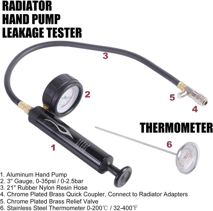 T&E Tools Master Radiator Pressure & Vacuum Purge & Refill Kit Made in Taiwan