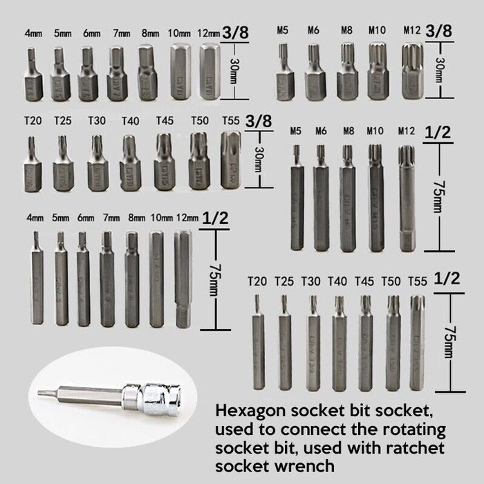 T&E Tools 40 Piece In-Hex, Multi-Spline, Torx Insert Bit Set Made in Taiwan