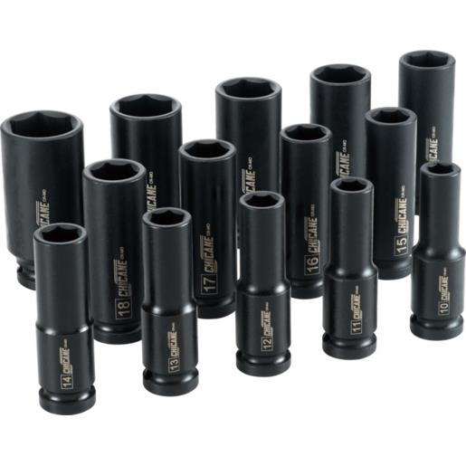 T&E Tools 10PC 1/2" Drive Metric Deep Impact Socket Made in Taiwan 11-24mm