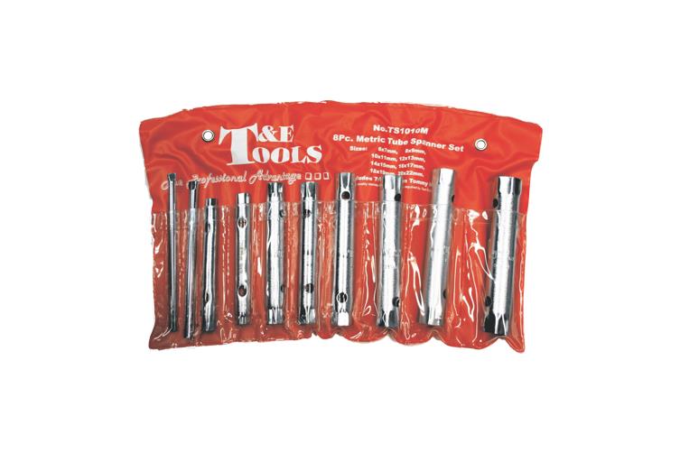 T&E Tools 8Pc Metric Tube Spanner Set Made in Taiwan 6mm x 7mm-21mm x 23mm