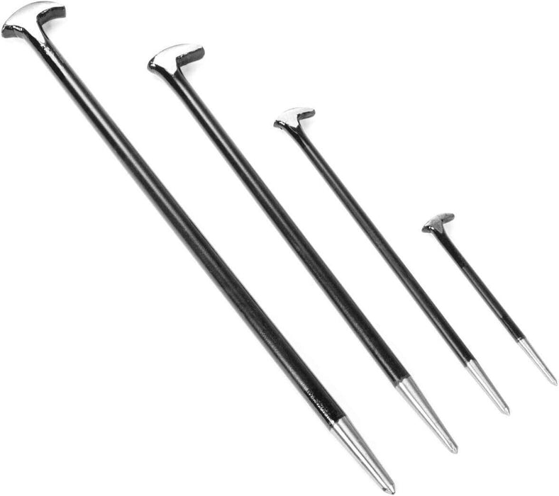 4 Piece Solid Steel Pry Bar Set Rolled Heel Prying Pinch Lever Bars