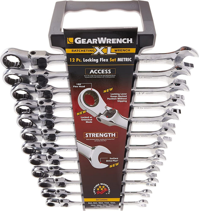 GearWrench Flex Head 13 Pc SAE 72 Teeth 180° Ratcheting spanner set 5/16-1"