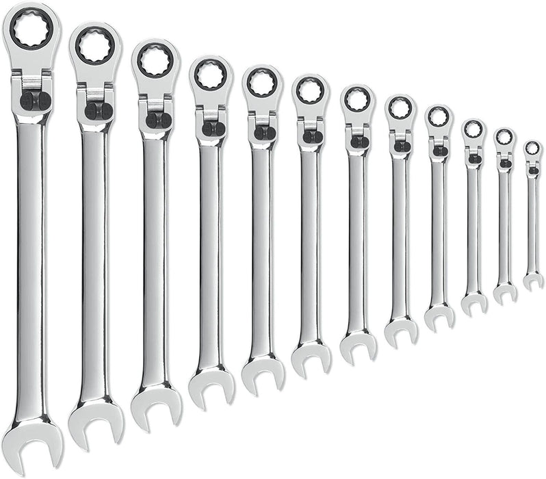 GearWrench Flex Head 13 Pc SAE 72 Teeth 180° Ratcheting spanner set 5/16-1"