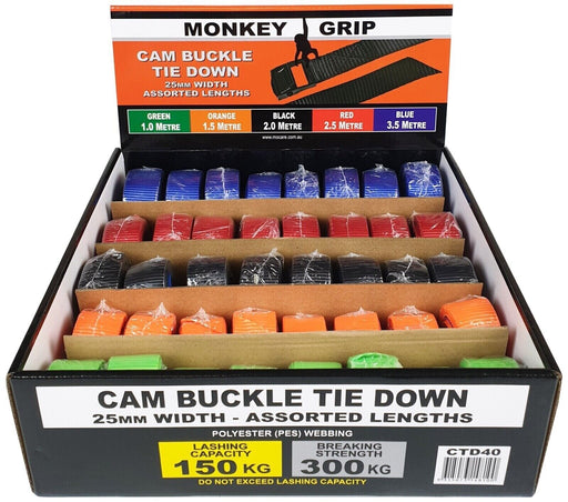 40PC 5 Colour Tie Down Strap Cam Buckle Straps Luggage Cargo Lashing Straps - FISHER DISCOUNT