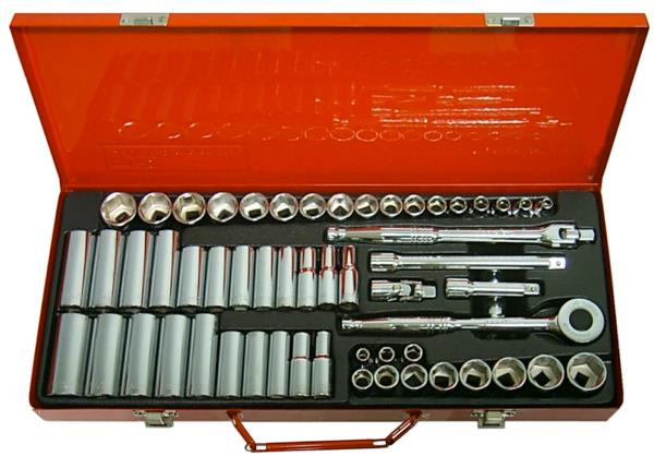 T & E Tools 56 Piece 3/8" Drive SAE & Metric Socket Set (6 Point) Made in Taiwan