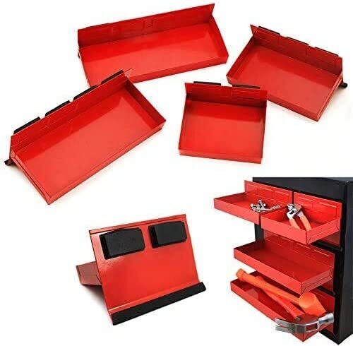 T&E Tools Magnetic Parts Tray 4 Piece. Set Red For Toolboxes RED/BLACK/BLUE - FISHER DISCOUNT