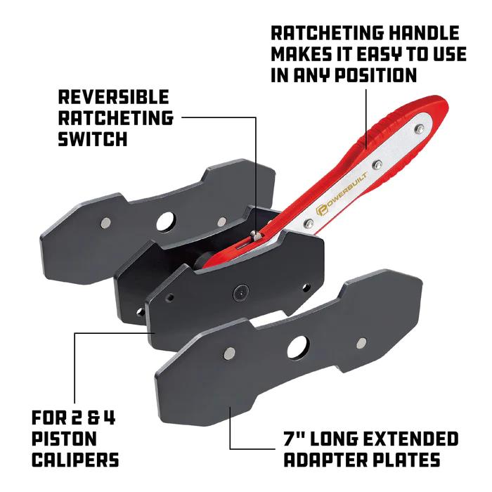 T&E Tools Ratcheting Brake Caliper Piston Tool W/4 Plates Made in Taiwan