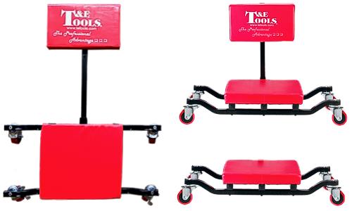 T&E Tool 2 In 1 Foldable Mechanic Z Creeper Seat Rolling Chair Garage Work Stool - FISHER DISCOUNT