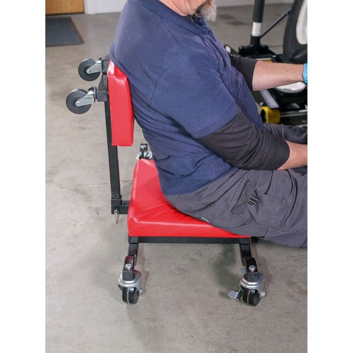 T&E Tool 2 In 1 Foldable Mechanic Z Creeper Seat Rolling Chair Garage Work Stool - FISHER DISCOUNT