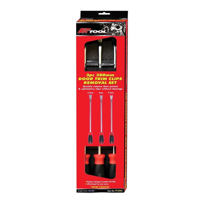 PK Tools Door Trim Clips Removal 3pc Set 4.5mm, 6mm, 9.5mm 380mm Length