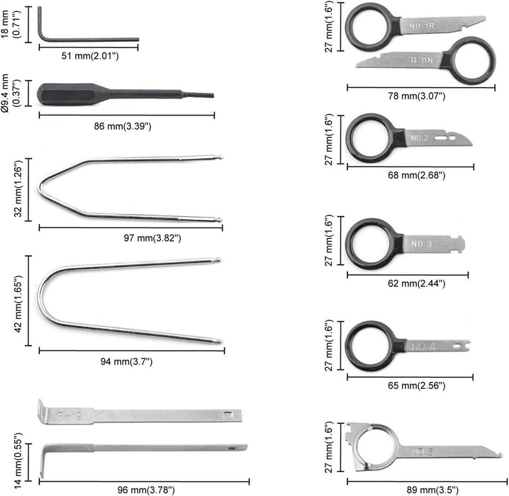 20PCS Car Radio Removal Tool Kit Stereo Head Unit Audio Equipment Tools Key Set