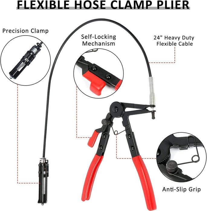Force pro Flexible Wire 24“ Long Reach Hose Clamp Pliers Fuel Oil Water Hose - FISHER DISCOUNT