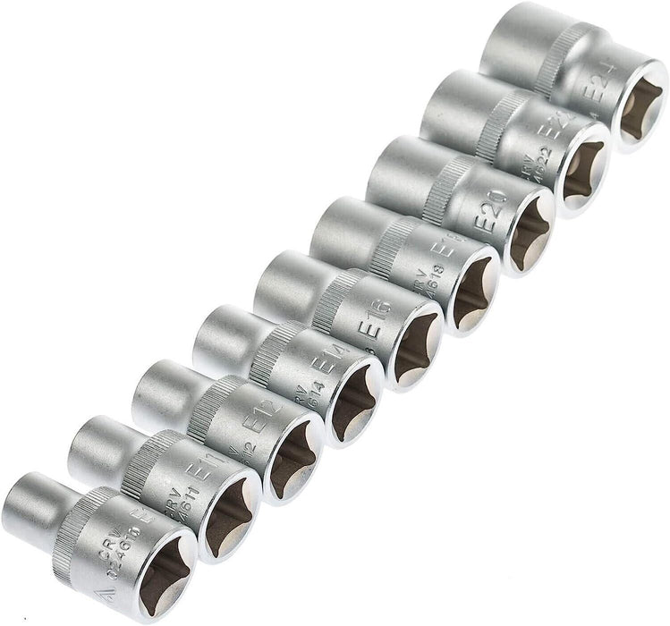 PK TOOLS  11 PIECE 3/8” DR  CR-V E-STAR SOCKET SET -Made in Taiwan E5-E20