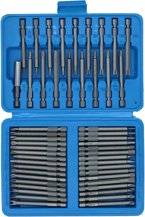 PK Tools 50PC Torx Hex Spline Phillips Pozi Star Security Bit Long Shaft Set