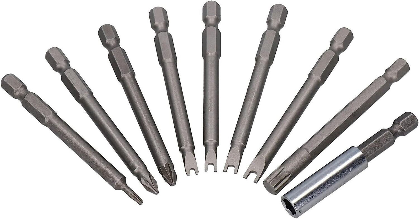 PK Tools 50PC Torx Hex Spline Phillips Pozi Star Security Bit Long Shaft Set