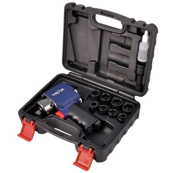 Trax 1/2”Dr. 9PC Twin Hammer Mini Air Impact Wrench Kit Made in Taiwan