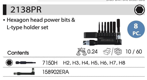 KING TONY 8pc 50mm Allen Key Drill Bit Set Hex Batten H2, H2.5, H3, H4, H5 H6 H8 - FISHER DISCOUNT