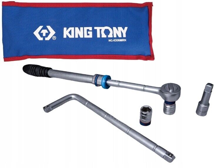 KING TONY 6 PC. 1/2" DR. Adjustable L-handle Wheel Wrench Set Made in Taiwan