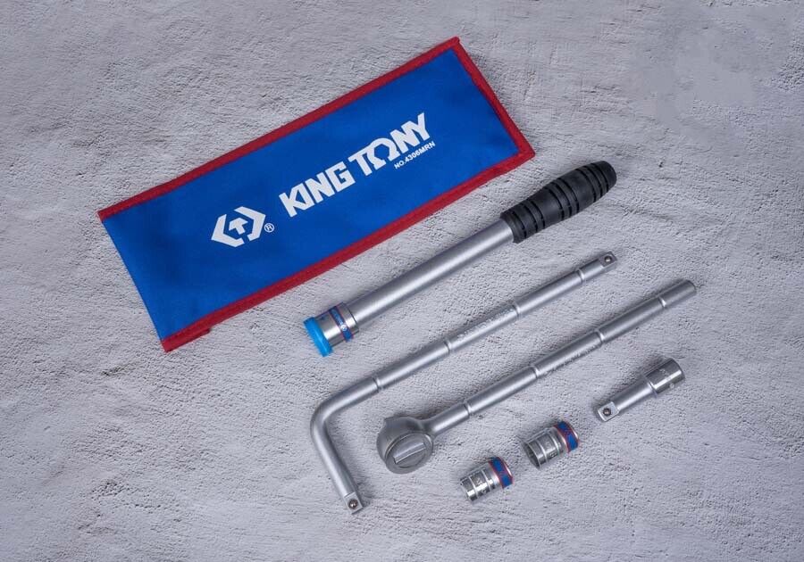 KING TONY 6 PC. 1/2" DR. Adjustable L-handle Wheel Wrench Set Made in Taiwan