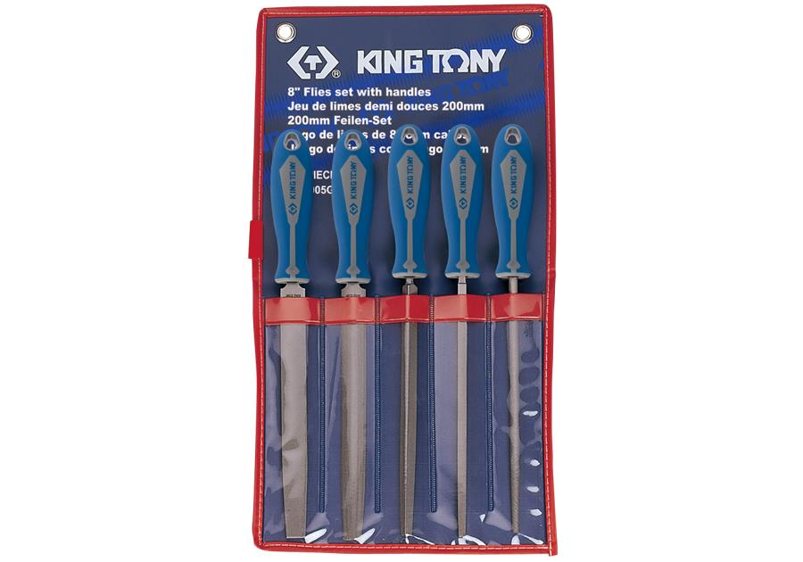 KING TONY Engineer’s File Set Premier 5pc 200mm Second Cut Coarse Flat Round