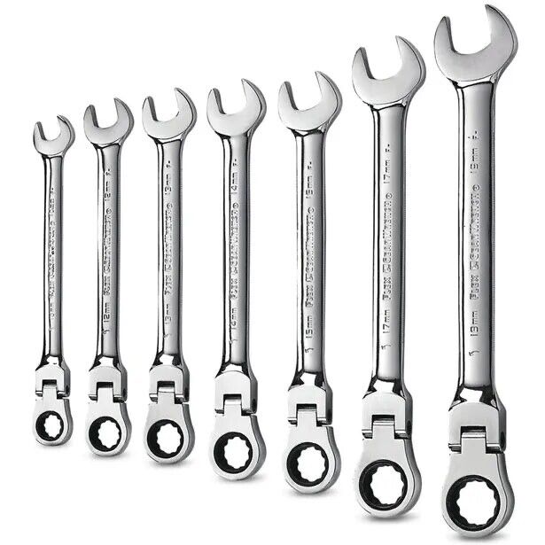 Force pro Spanner Set 7PC FLEX FLEX HEAD RATCHETING METRIC AU STOCK 10-19mm